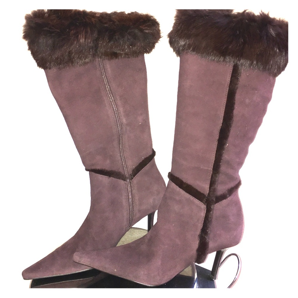 Carlos Santa faux fur n Suede Boots sz 10